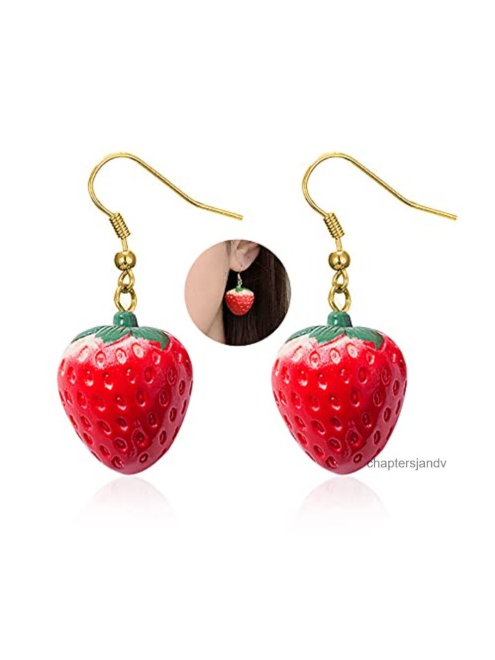 Strawberry Drop Dangle Earrings Alloy Acrylic